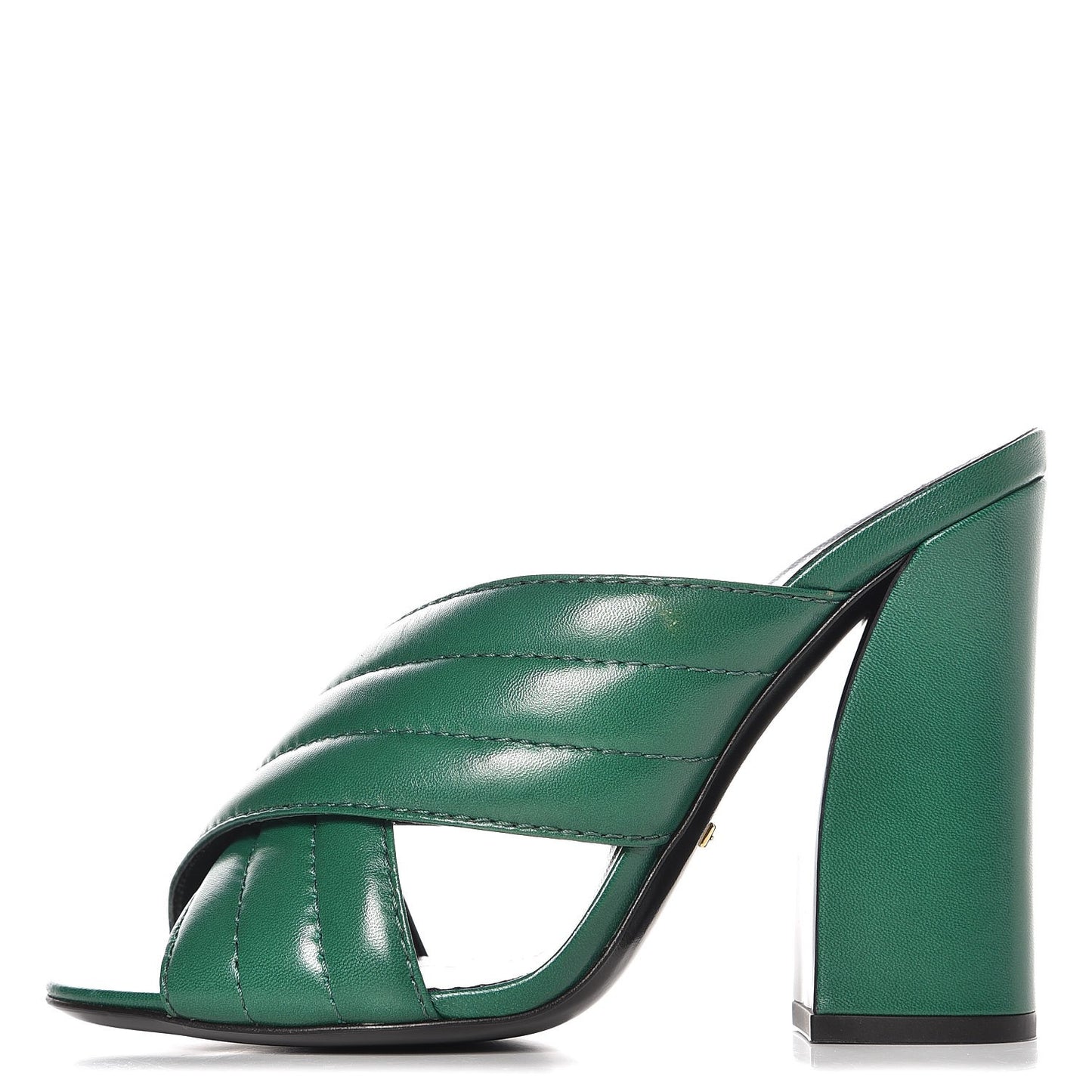 Malaga Kid Webby Crossover High Heel Slide Sandals 38.5 Emerald