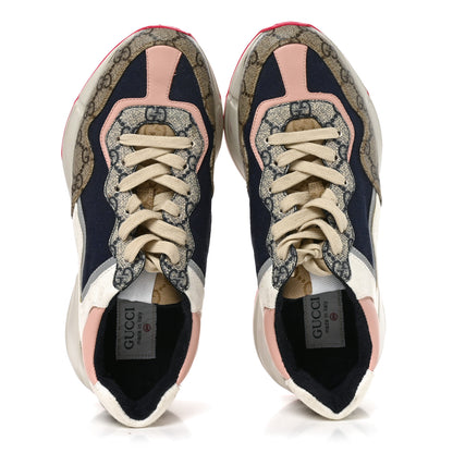 Gucci GG Supreme Monogram Mix Monogram Womens Rhyton Sneakers 39.5 London Blue Beige Pale Pink 6 of 8