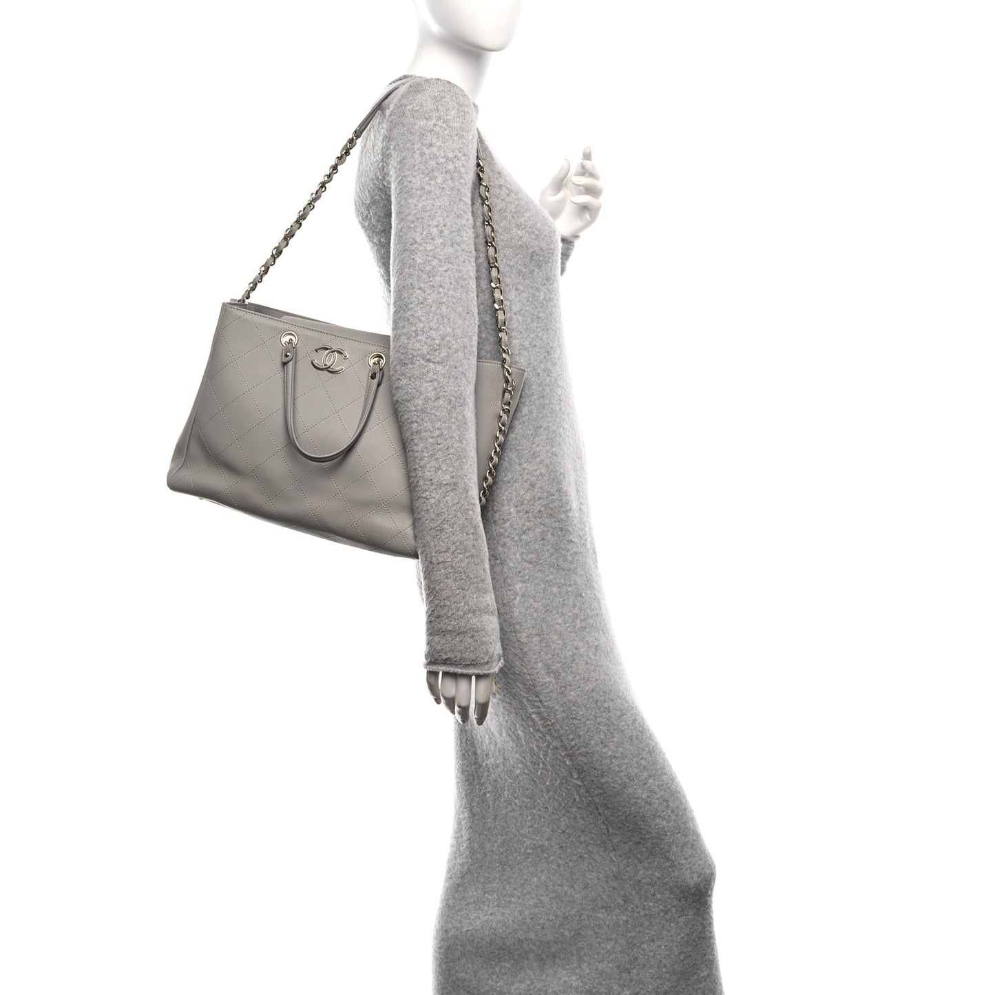 Bullskin Stitched Medium Shopping Bag Grey