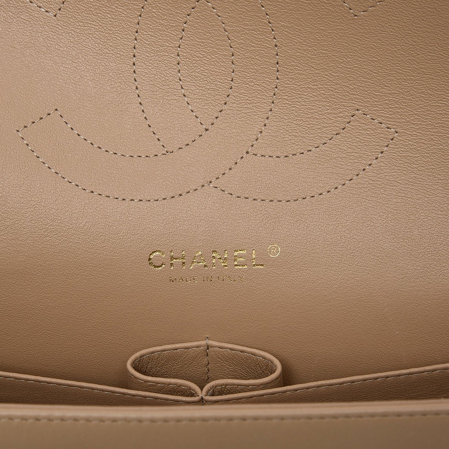Lambskin Quilted Jumbo Double Flap Beige Clair