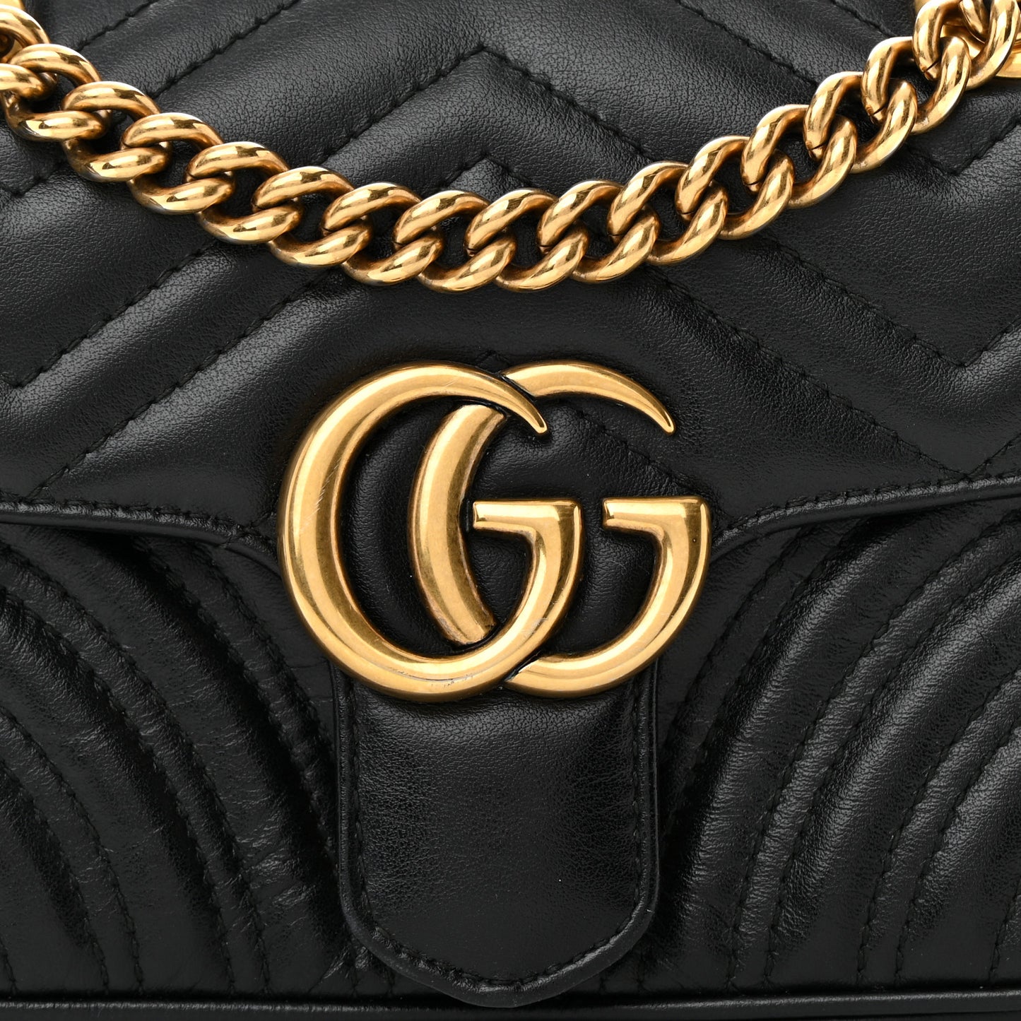 Calfskin Matelasse Mini GG Marmont Shoulder Bag Black