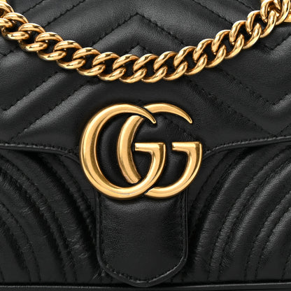 Gucci Calfskin Matelasse Mini GG Marmont Shoulder Bag Black 8 of 16