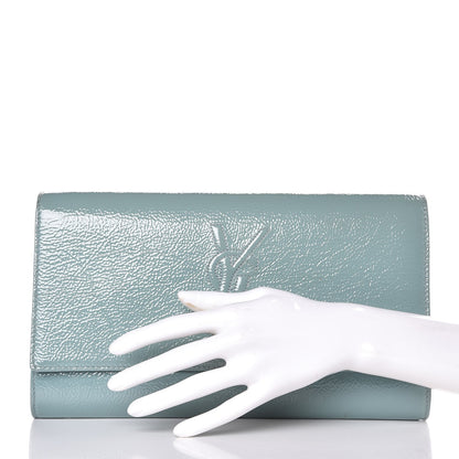 Saint Laurent Textured Patent Large Belle De Jour Clutch Light Blue 2 of 6