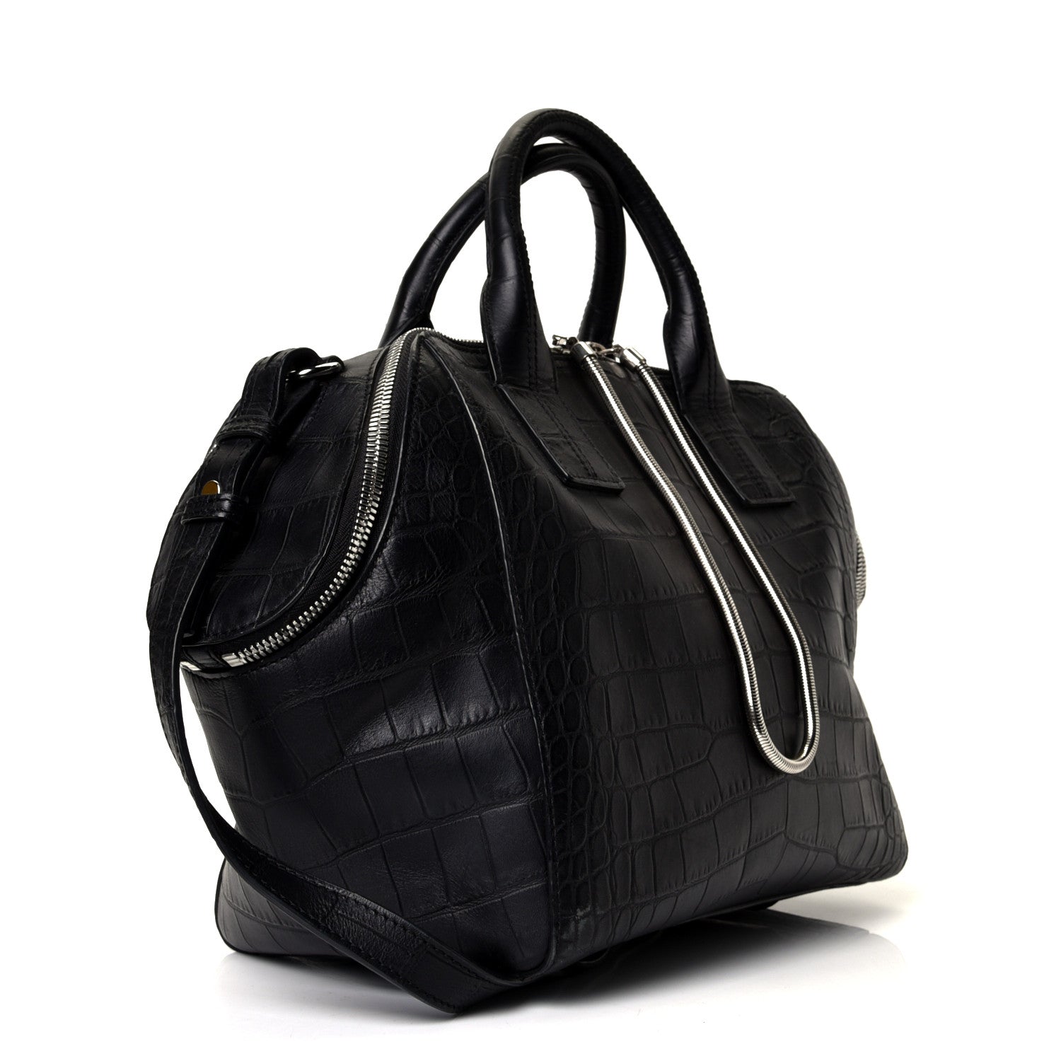 Alexander Wang Calfskin Crocodile Embossed Jamie Chastity Bag Black 2 of 4