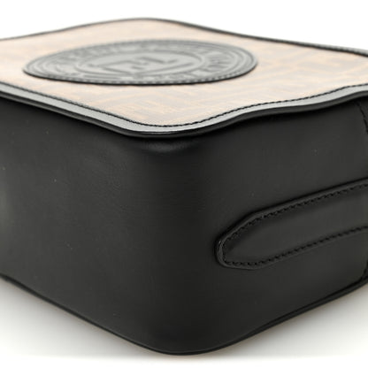Fendi Glazed Fabric Vitello Century F is Fendi FF 1974 Stamp Patch Camera Case Mogano Panna Black 10 of 10