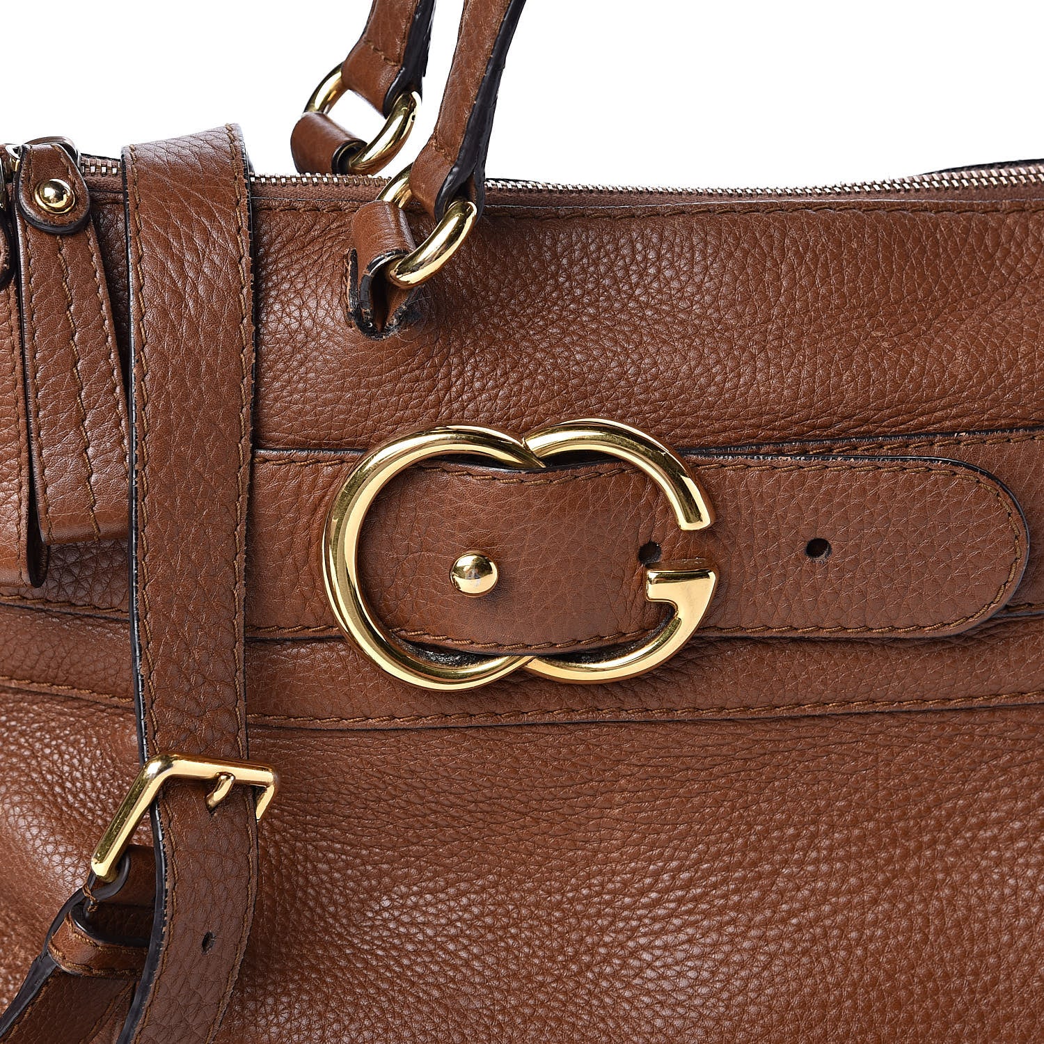 Gucci Pebbled Calfskin Ride Medium Top Handle Bag Brown 16 of 16