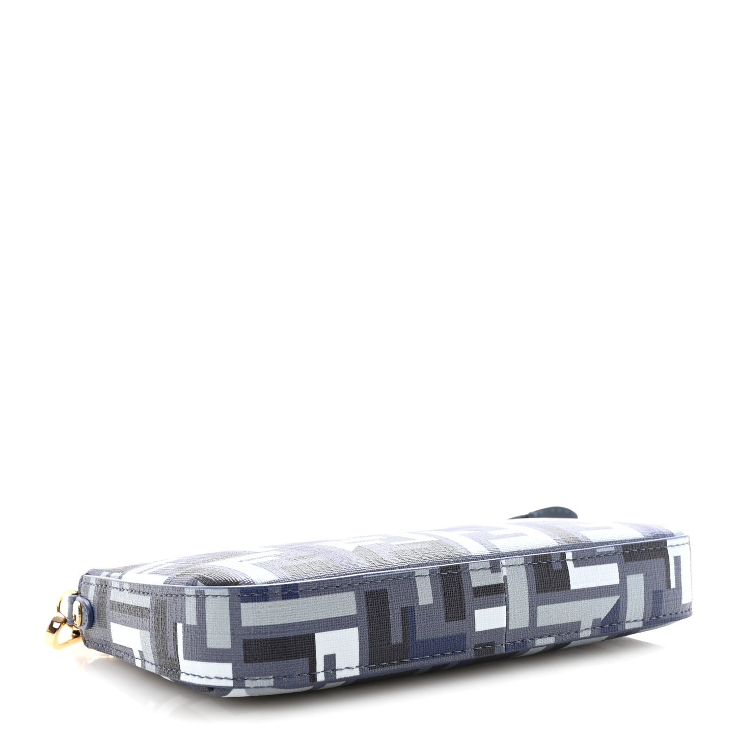 Fabric Jacquard Vitello Grace FF 1974 Baguette Pouch Blue