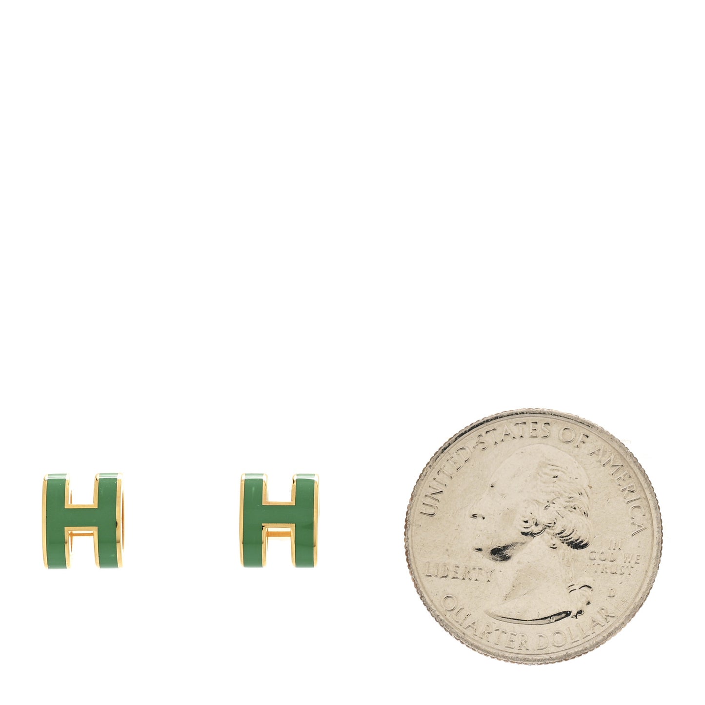 Gold Lacquered Mini Pop H Earrings Malachite