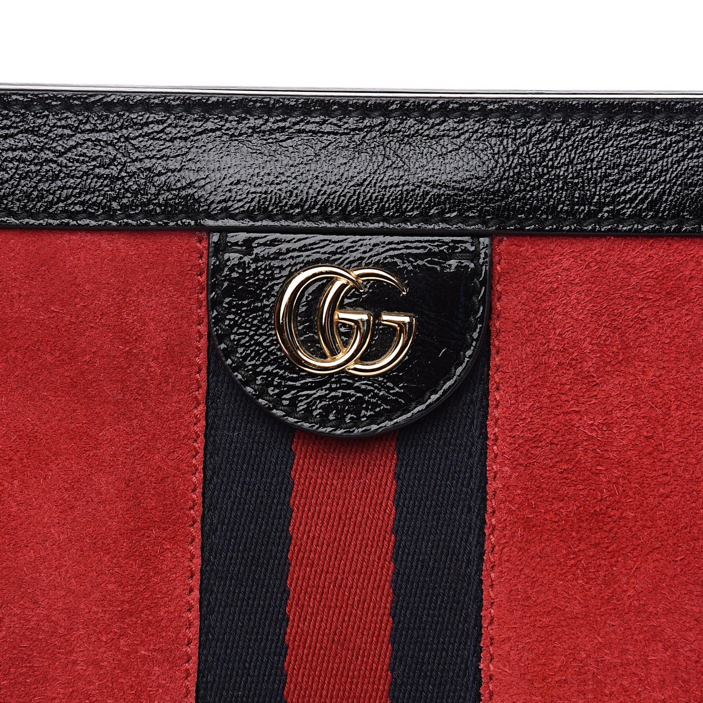 Suede Patent Web Medium Ophidia Chain Shoulder Bag Hibiscus Red Black