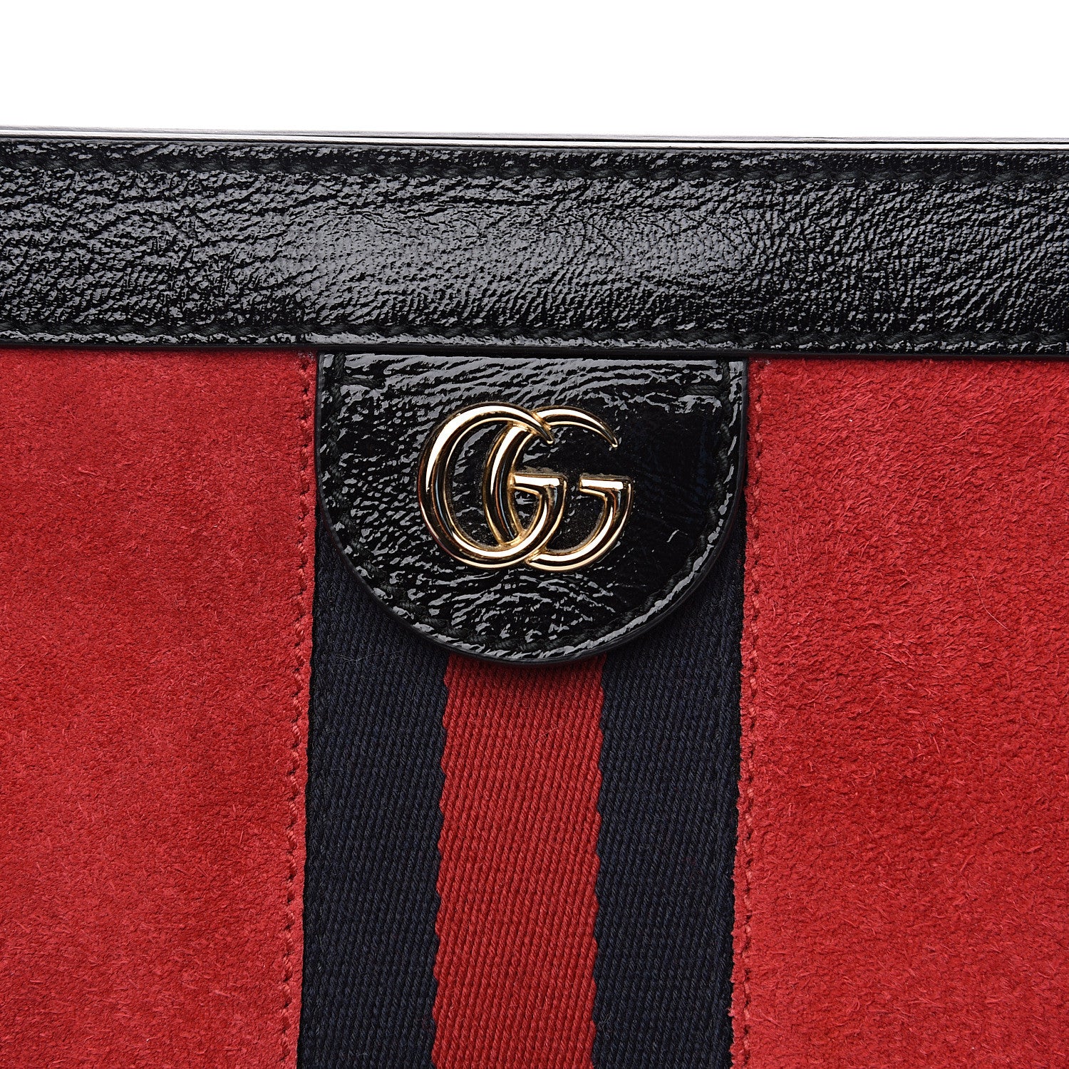 Gucci Suede Patent Web Medium Ophidia Chain Shoulder Bag Hibiscus Red Black 7 of 13