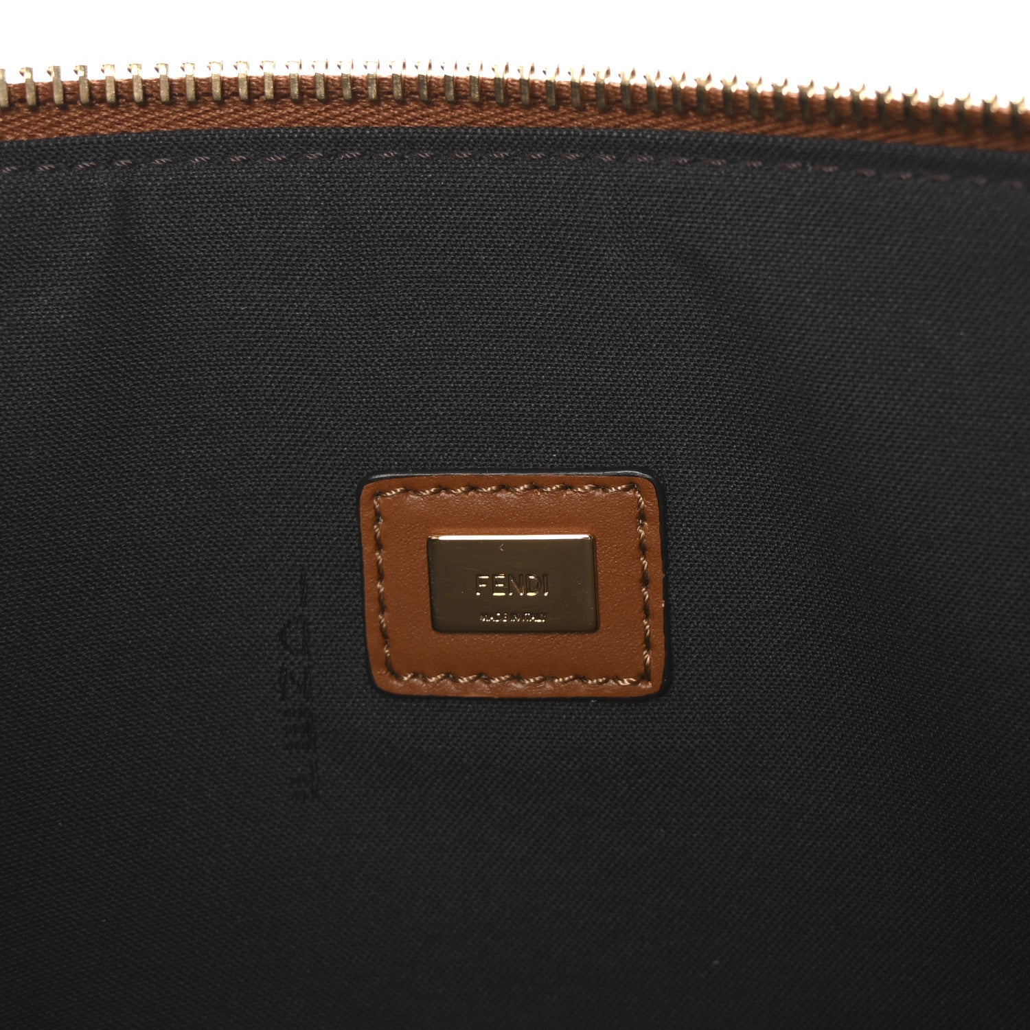 Fendi Vitello King Logo Embossed Large Flat Pouch Cuoio 6 of 7