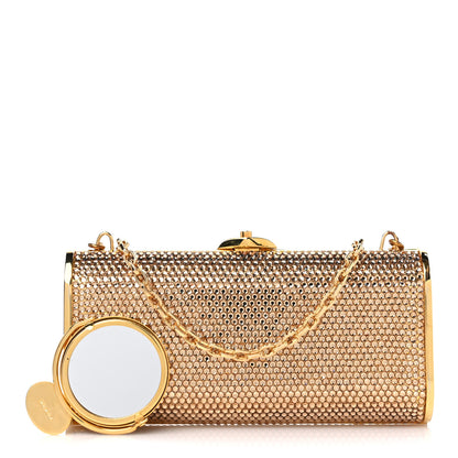 Judith Leiber Swarovski Crystal Minaudiere Clutch Gold 1 of 9
