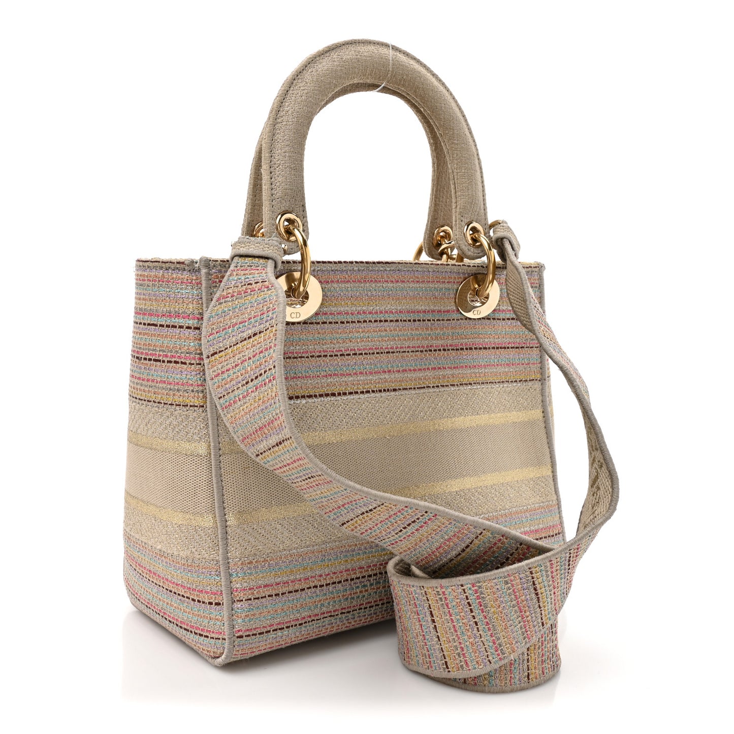 Canvas Embroidered Medium Lady D-Lite Beige Multicolor