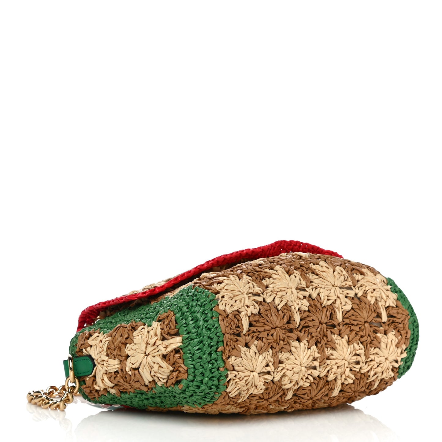 Raffia Azalea Calfskin Crochet Flower Small GG Marmont Shoulder Bag Natural Ecru Green Red New Shamarock