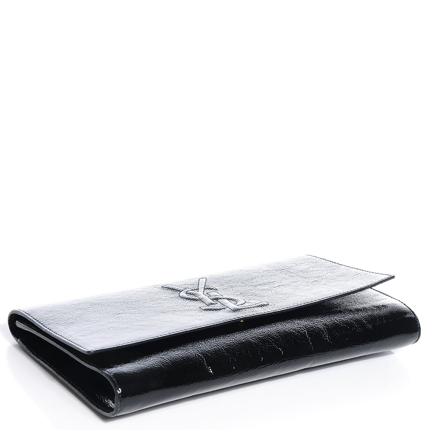 Textured Patent Monogram Large Belle De Jour Clutch Black