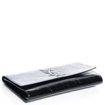 Saint Laurent Textured Patent Monogram Large Belle De Jour Clutch Black 4 of 7
