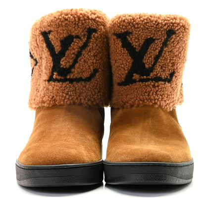 Louis Vuitton Suede Calfskin Shearling Snowdrop Flat Ankle Boot 39.5 Cognac 2 of 13