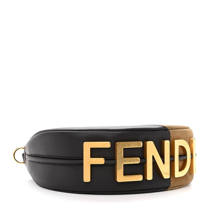 Fendi Vitello Seta Goatskin Suede Rainbow Inlay Small Fendigraphy Hobo Bag Grigio Multicolor Ebano 4 of 10