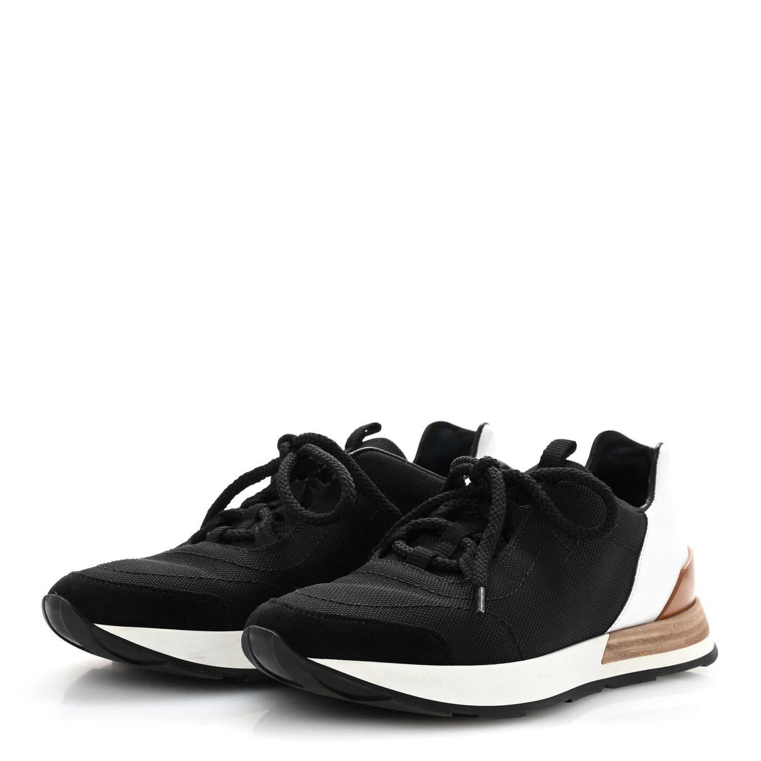 Hermes Technical Canvas Womens Miles Sneakers 35.5 Black White 4 of 12