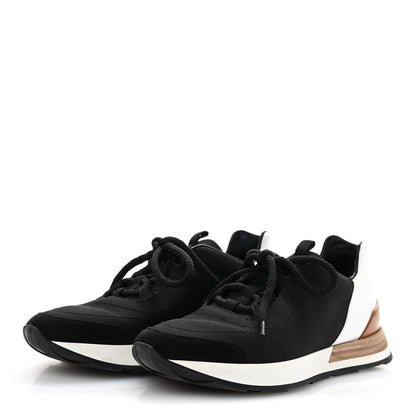 Hermes Technical Canvas Womens Miles Sneakers 35.5 Black White 4 of 12