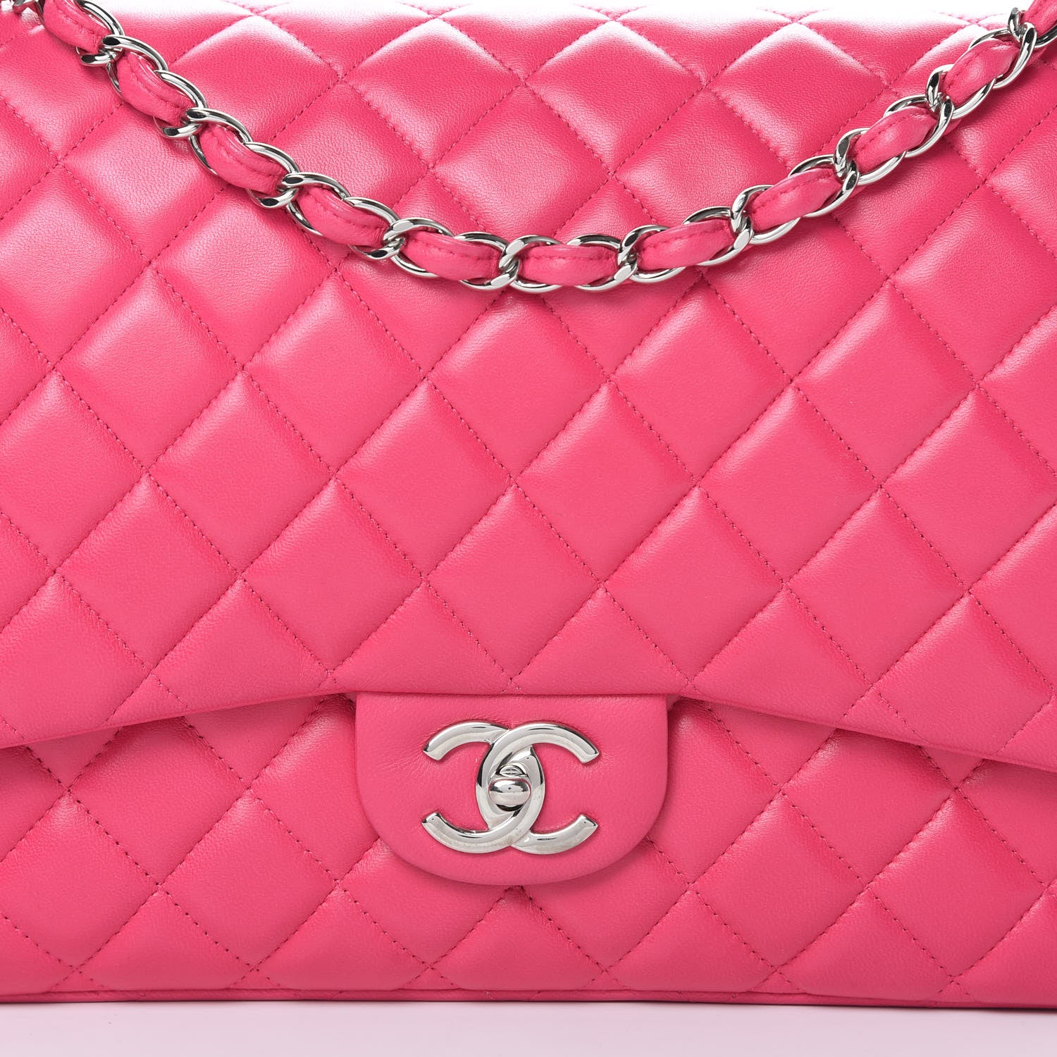 Chanel Lambskin Quilted Jumbo Double Flap Dark Pink 9 of 16