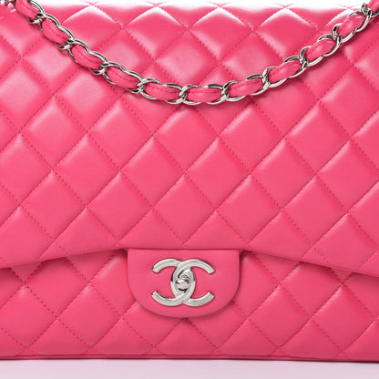 Chanel Lambskin Quilted Jumbo Double Flap Dark Pink 9 of 16