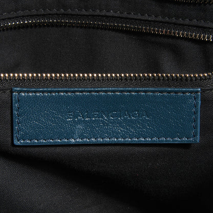 Balenciaga Chevre Gold Metallic Edge Hardware City Bleu Paon 6 of 14
