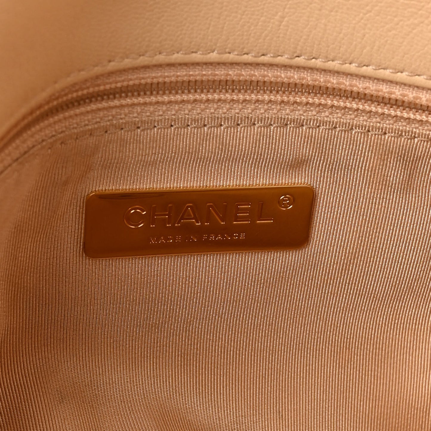 Lambskin Quilted Large Chanel 19 Flap Beige