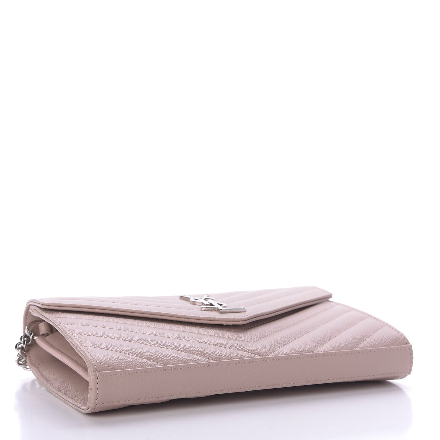 Grain De Poudre Matelasse Chevron Monogram Chain Wallet Pale Pink