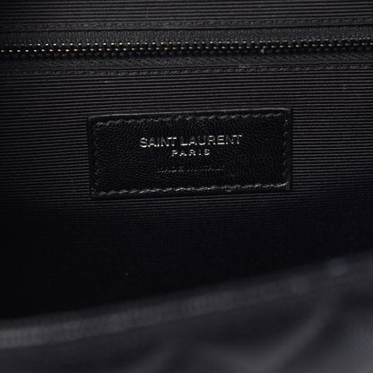 Saint Laurent Grain De Poudre Textured Mixed Matelasse Large Triquilt Monogram Monochrome Satchel Black 7 of 11