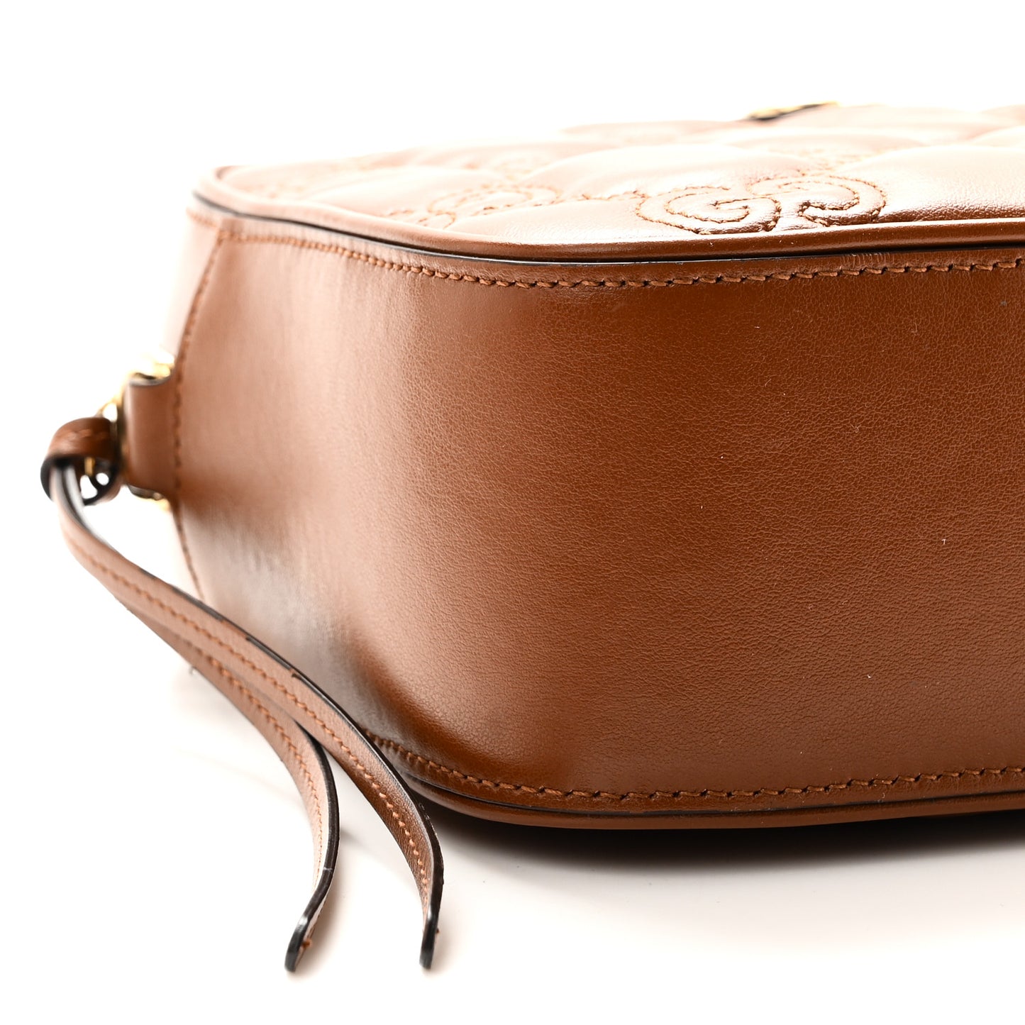 Calfskin GG Matelasse Shoulder Bag Peanut Brown Natural