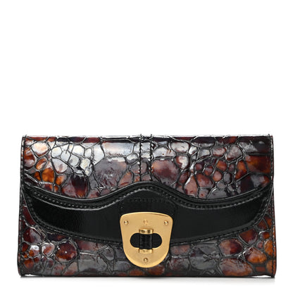 Alexander McQueen Calfskin Crocodile Embossed Clutch 1 of 9