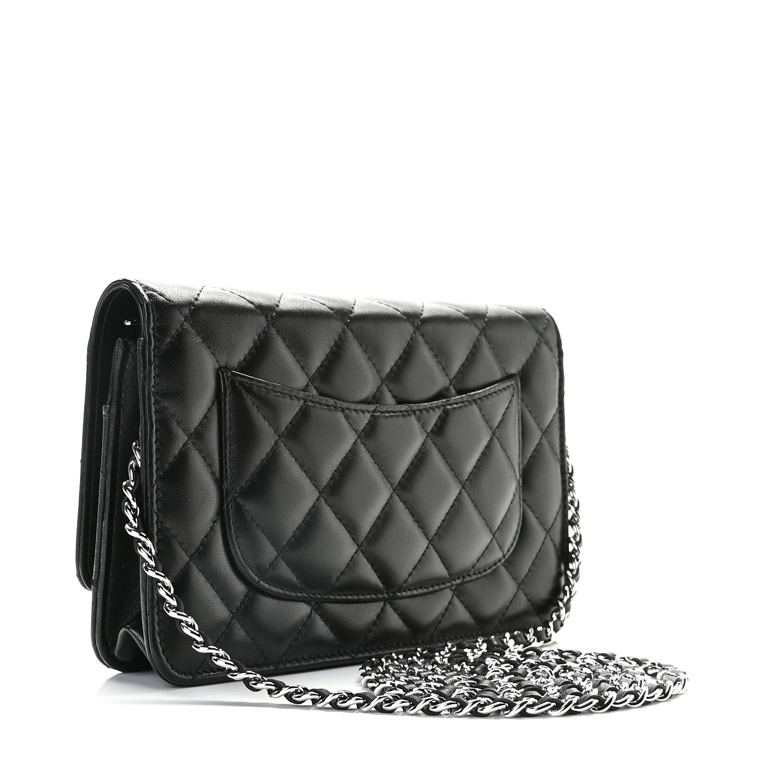 Chanel Lambskin Quilted Wallet On Chain WOC Black 4 of 10