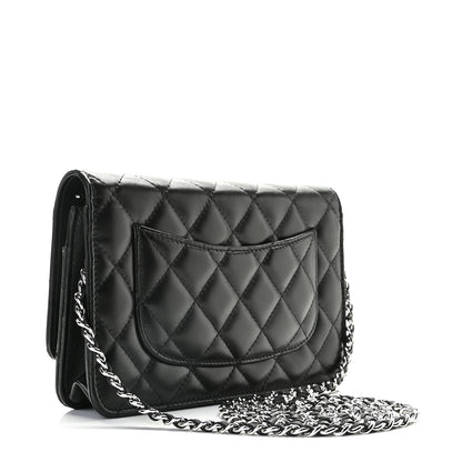 Chanel Lambskin Quilted Wallet On Chain WOC Black 4 of 10