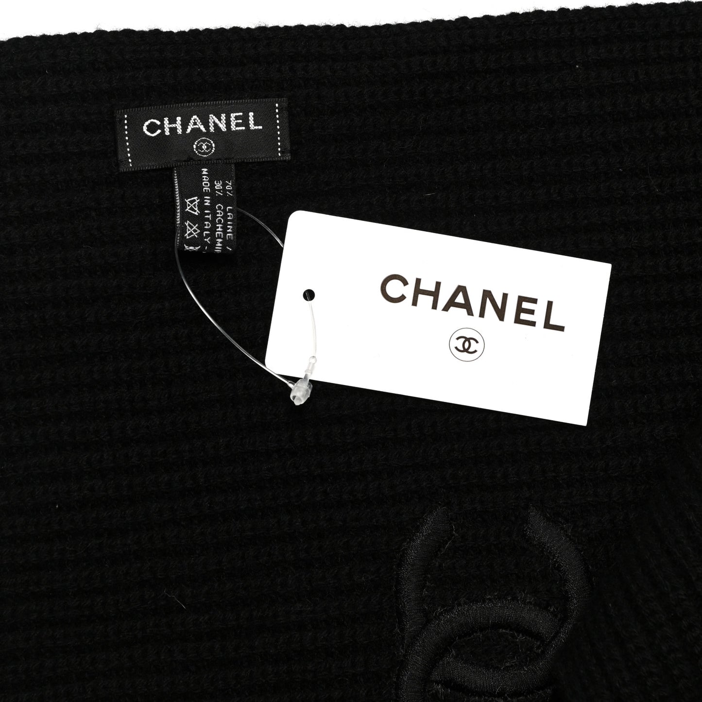 Wool Cashmere CC Scarf Black White