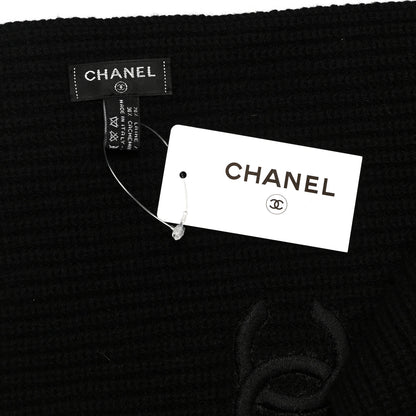 Chanel Wool Cashmere CC Scarf Black White 4 of 4