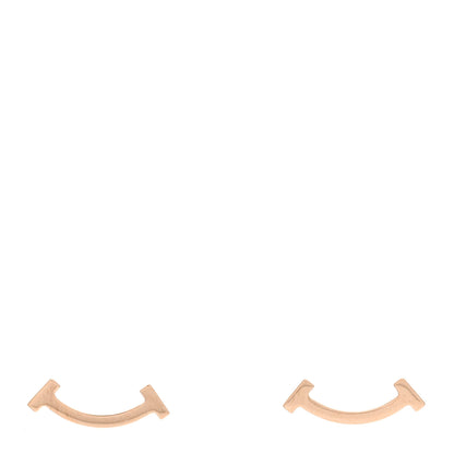 Tiffany 18K Rose Gold T Smile Stud Earrings 1 of 4