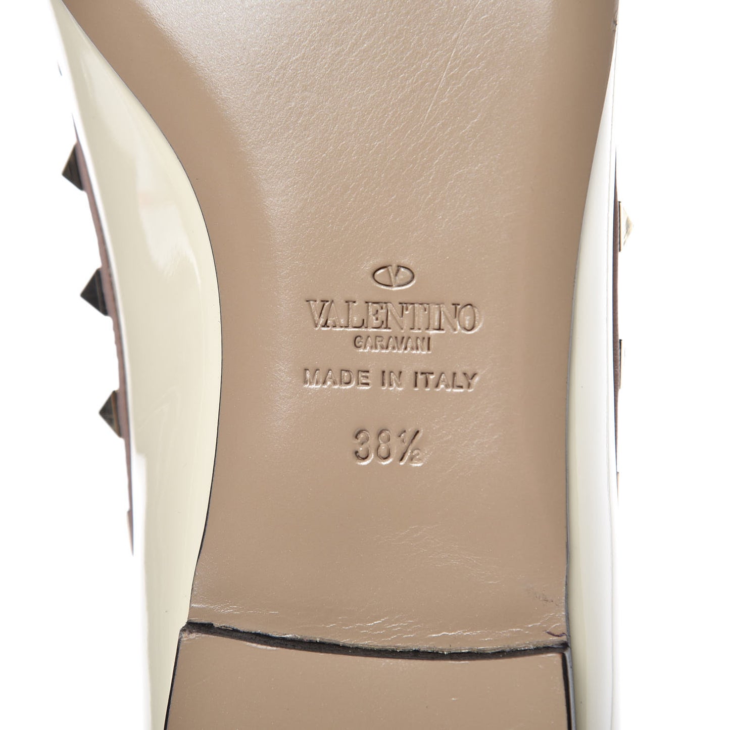 Patent Rockstud Ballerina Flats 38.5 Light Ivory Poudre
