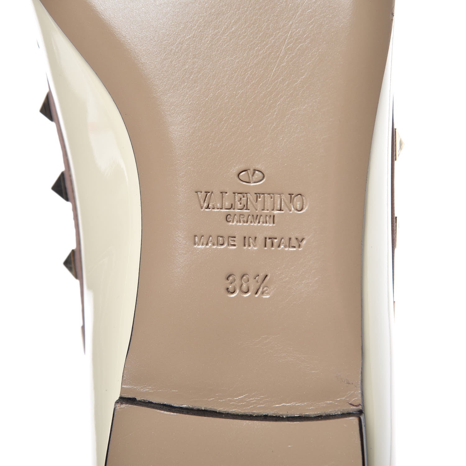 Valentino Garavani Patent Rockstud Ballerina Flats 38.5 Light Ivory Poudre 7 of 9