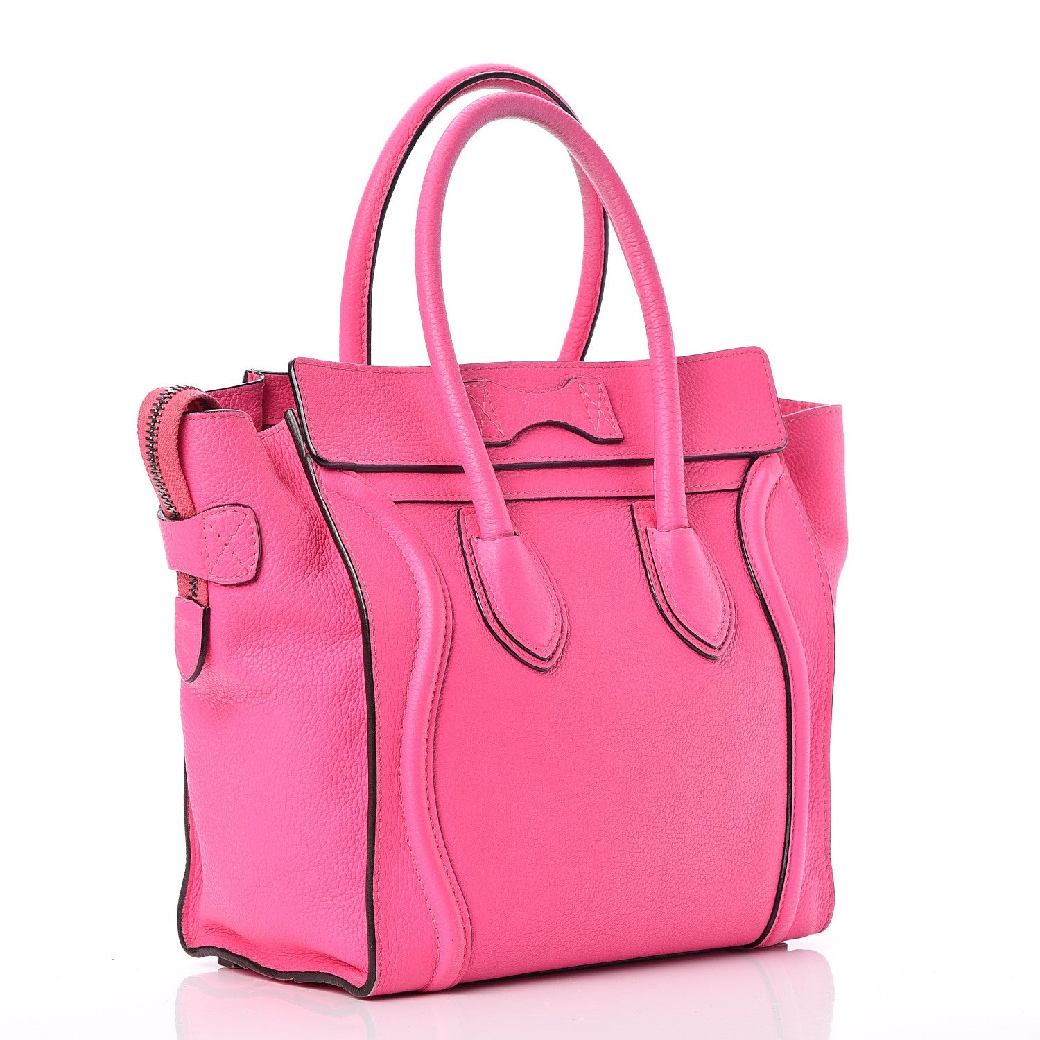 Celine Drummed Calfskin Micro Luggage Fluo Pink 3 of 14