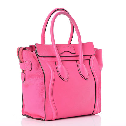 Celine Drummed Calfskin Micro Luggage Fluo Pink 3 of 14