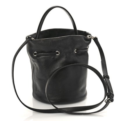 Balenciaga Smooth Calfskin Logo XS Everyday Drawstring Bucket Bag Black 3 of 10