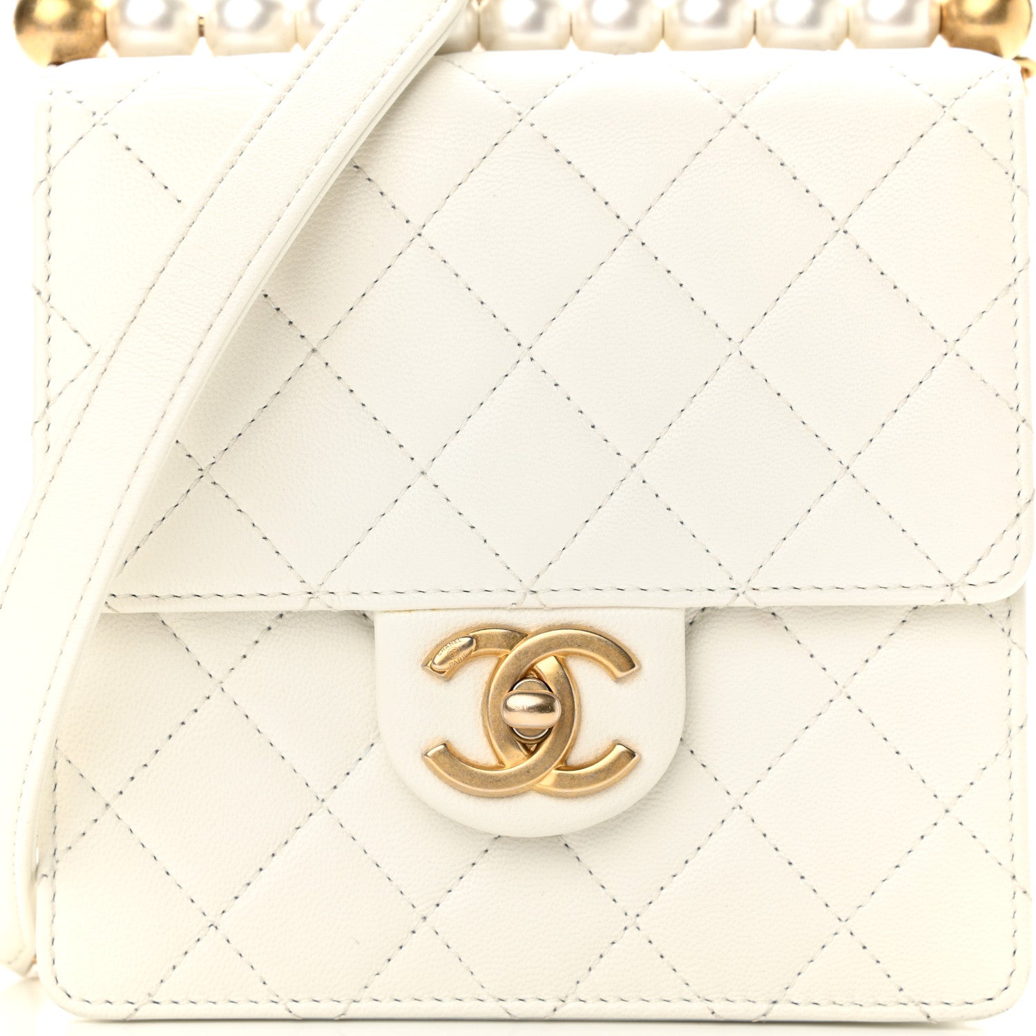 Chanel Lambskin Quilted Chic Pearls Flap White 7 of 9