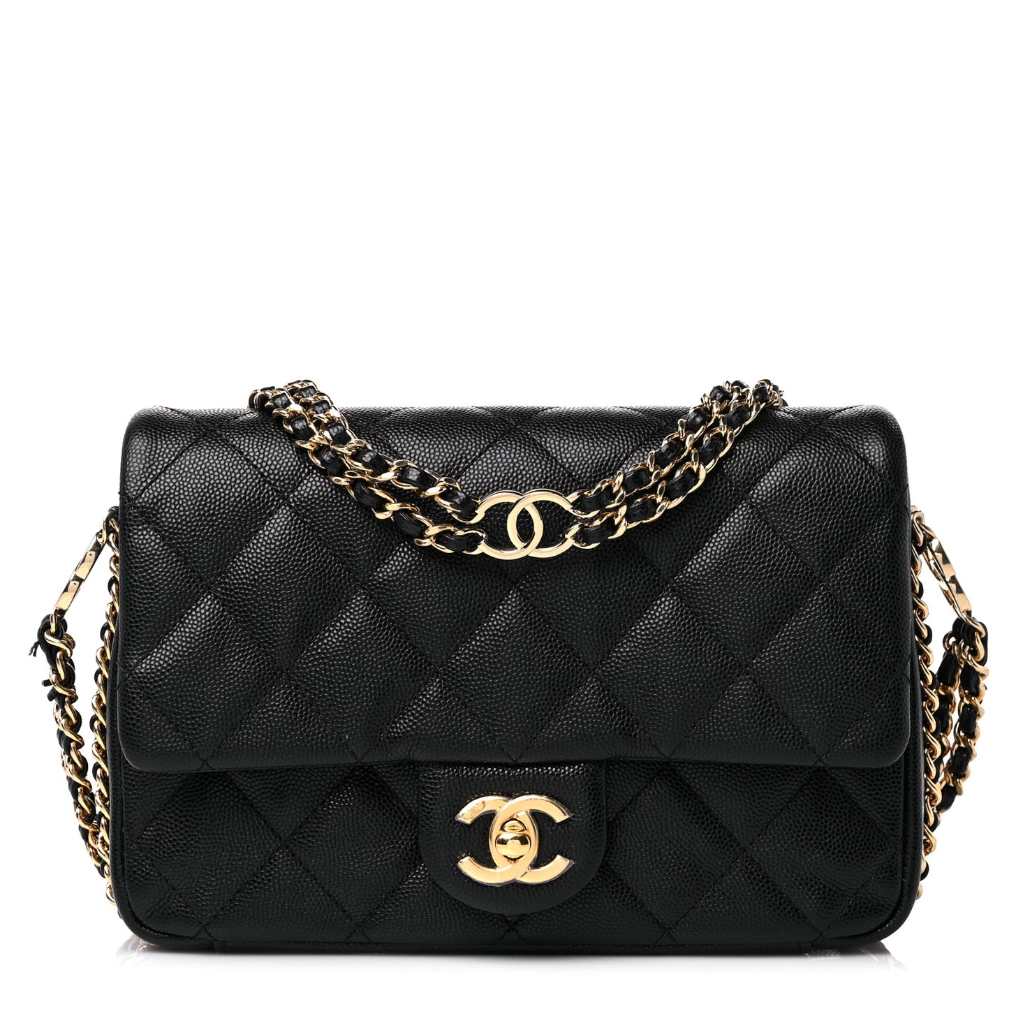Caviar Quilted Mini CC You Flap Black