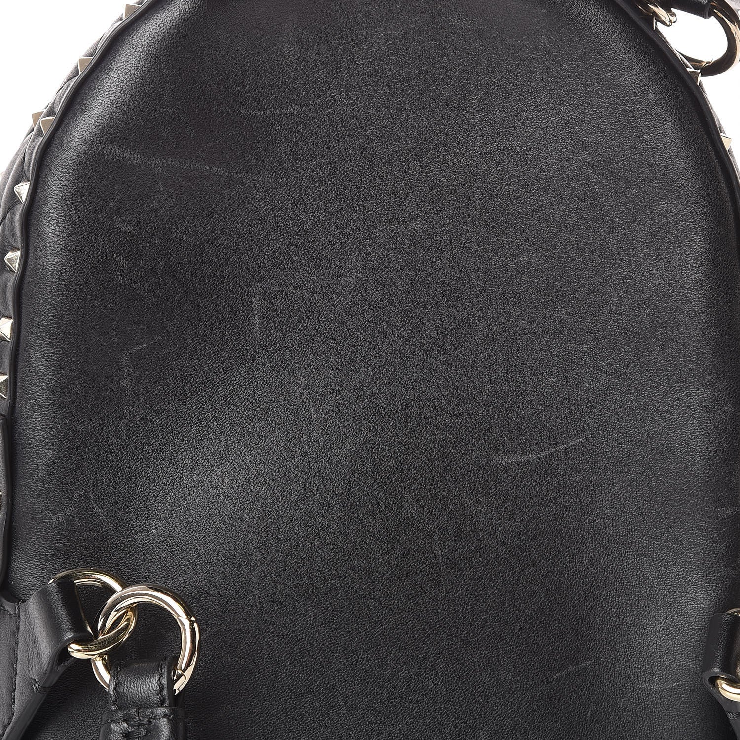 Valentino Garavani Lambskin VLTN Print Quilted Mini Rockstud Spike Backpack Black 7 of 8