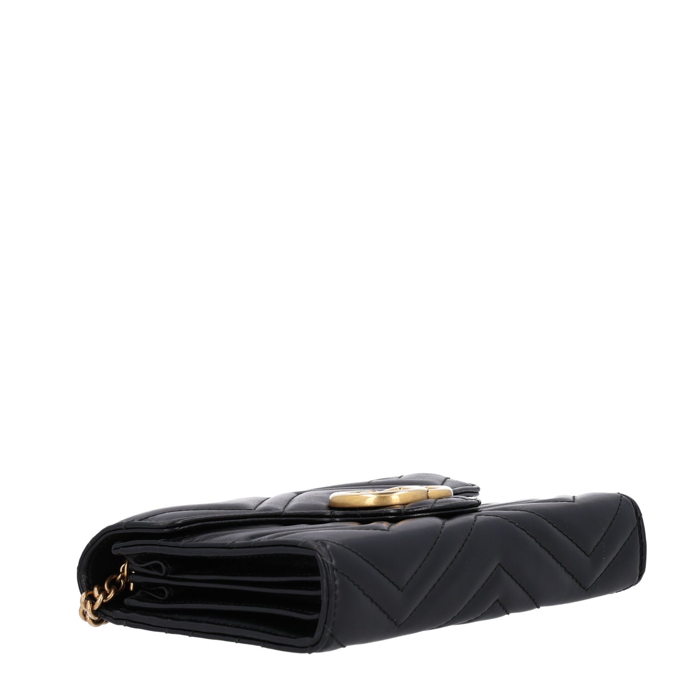 Calfskin Matelasse GG Marmont Chain Wallet Black