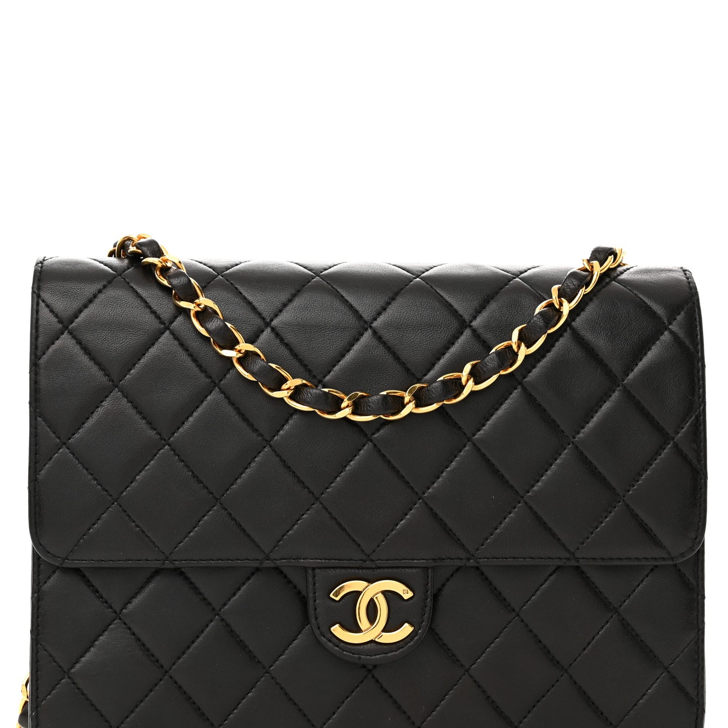 Lambskin Quilted Small Single Flap Bag Black