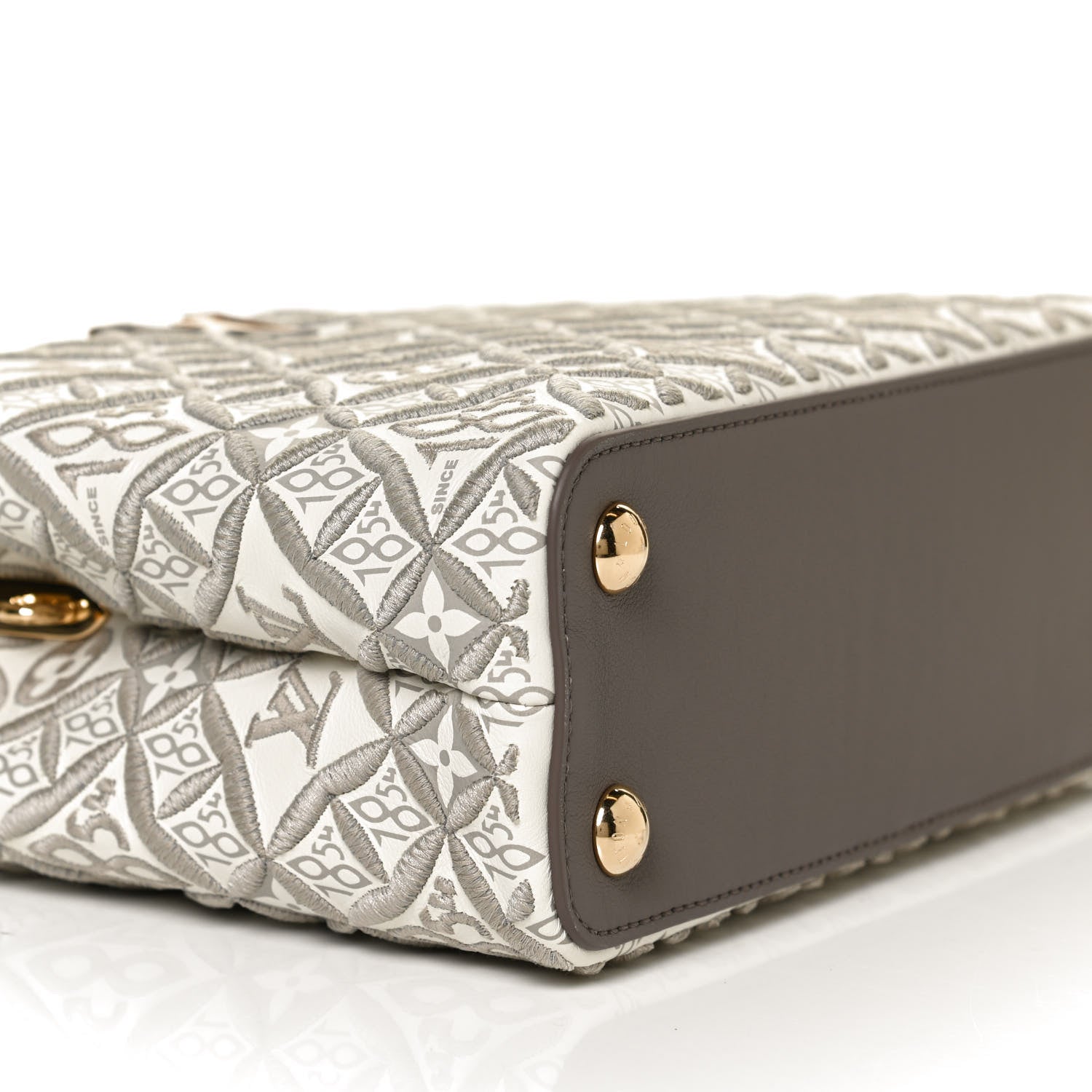 Louis Vuitton Calfskin Since 1854 Embroidered Capucines BB Ecru Taupe 8 of 11