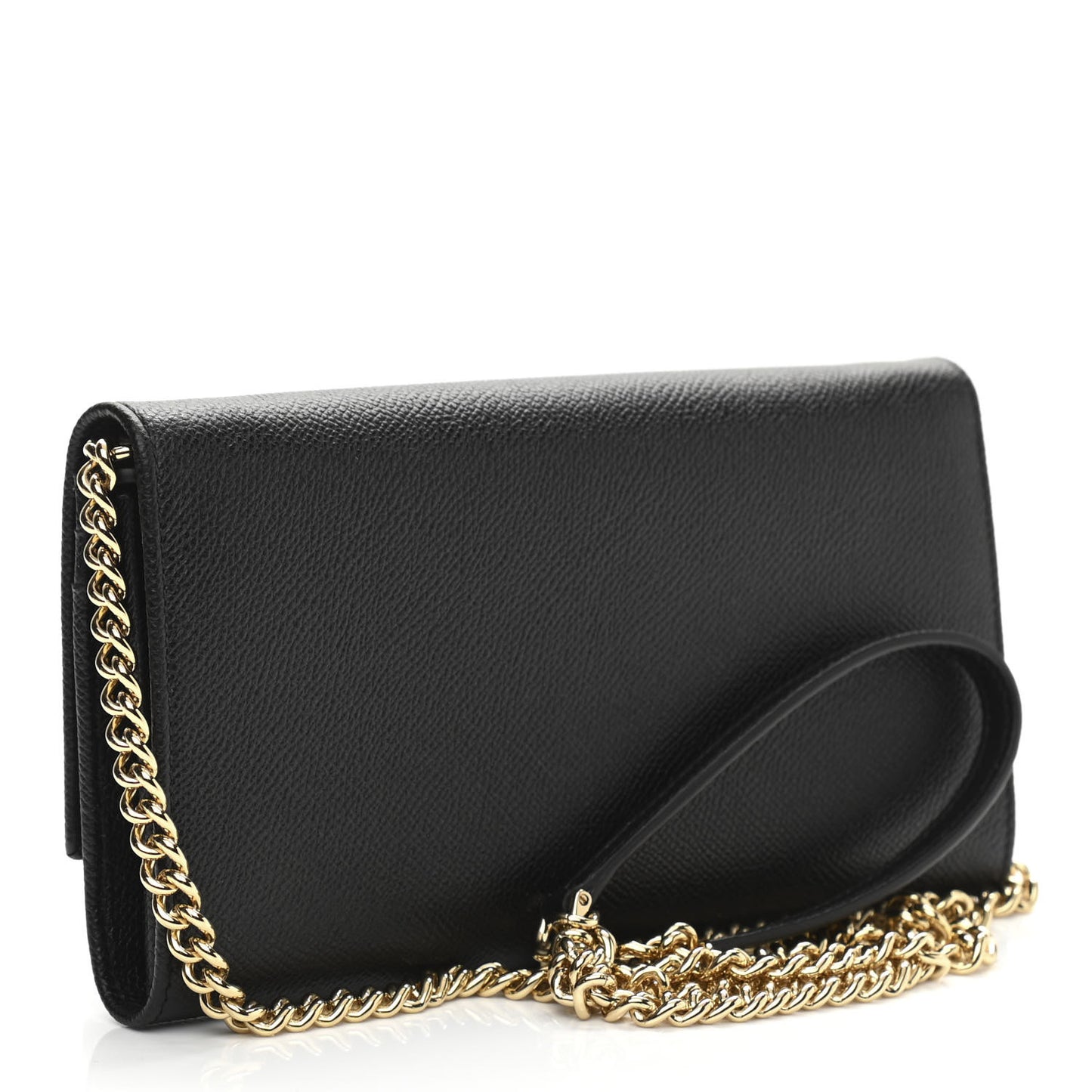 Printed Calfskin Gancini Wallet On Chain Black