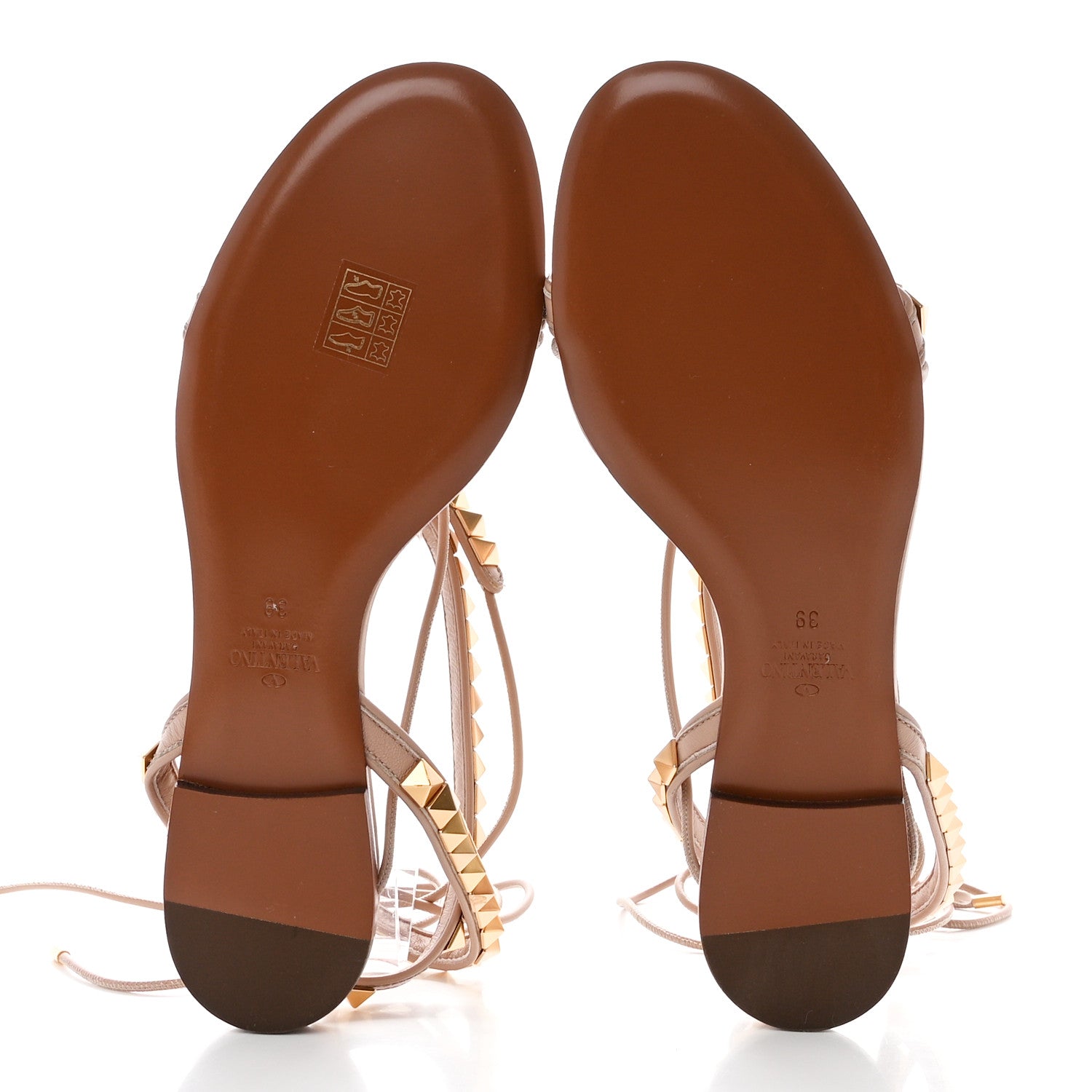 Valentino Garavani Calfskin Rockstud No Limit Gladiator Flat Sandals 39 Nude 5 of 8